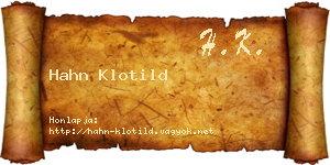 Hahn Klotild névjegykártya